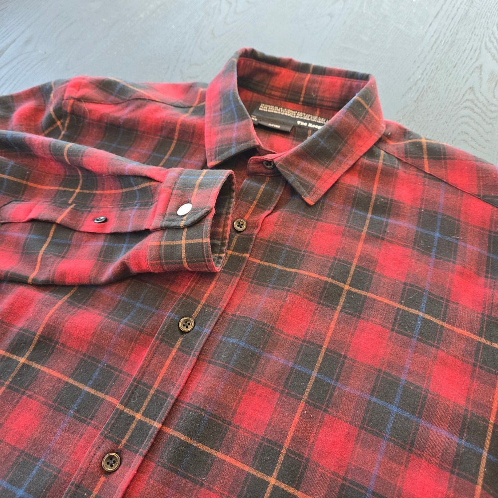 The Kooples Mens Red Black Plaid Wool Blend‎ Fitted Flannel Shirt XS HCC1136